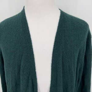 Madewell Women's Open Front Cardigan Sweater Size L Large Solid Green Merino Woo
